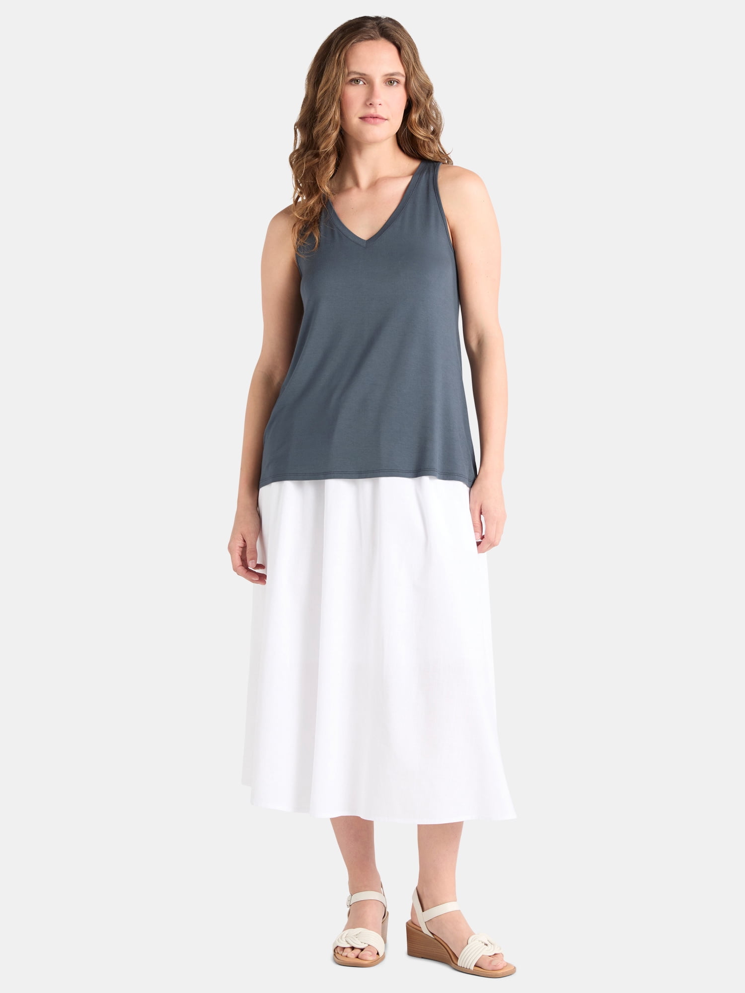 Time and Tru Women's High Low Tank Top, Sizes XS-XXXL