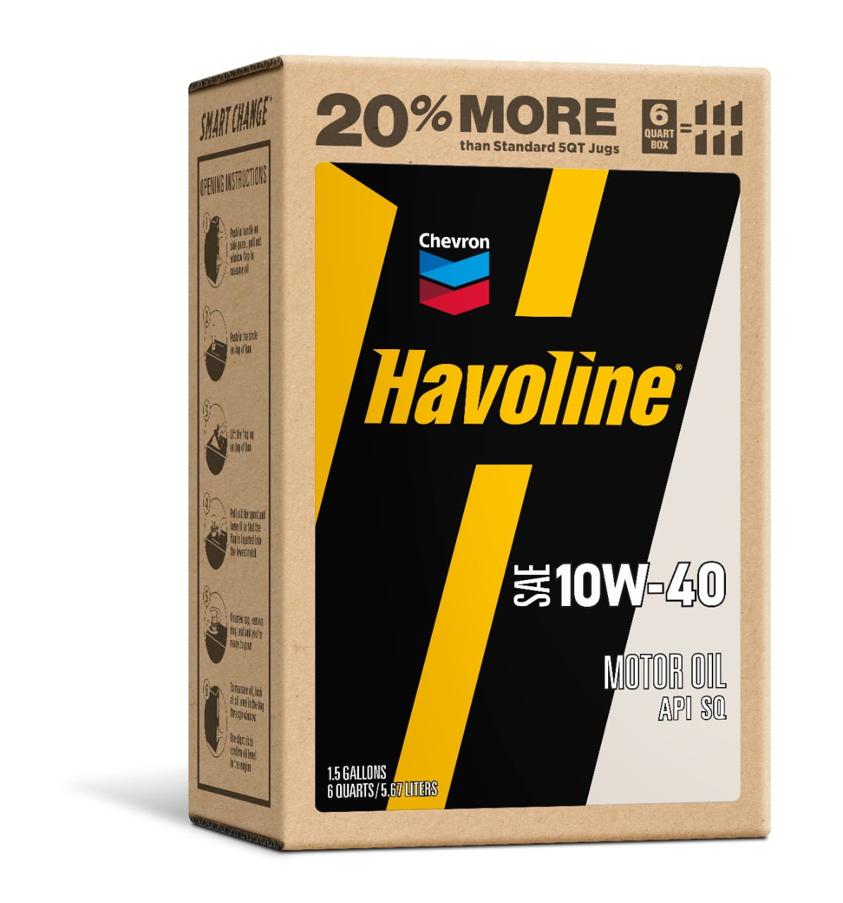 Chevron Havoline Conventional Motor Oil 10W-40, 6 Quart Smart Change Box