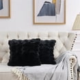 thumbnail image 3 of Home Soft Things Bubble Textured Faux Fur Pillow Covers, Set of 2, 20"x20", Black, 3 of 8