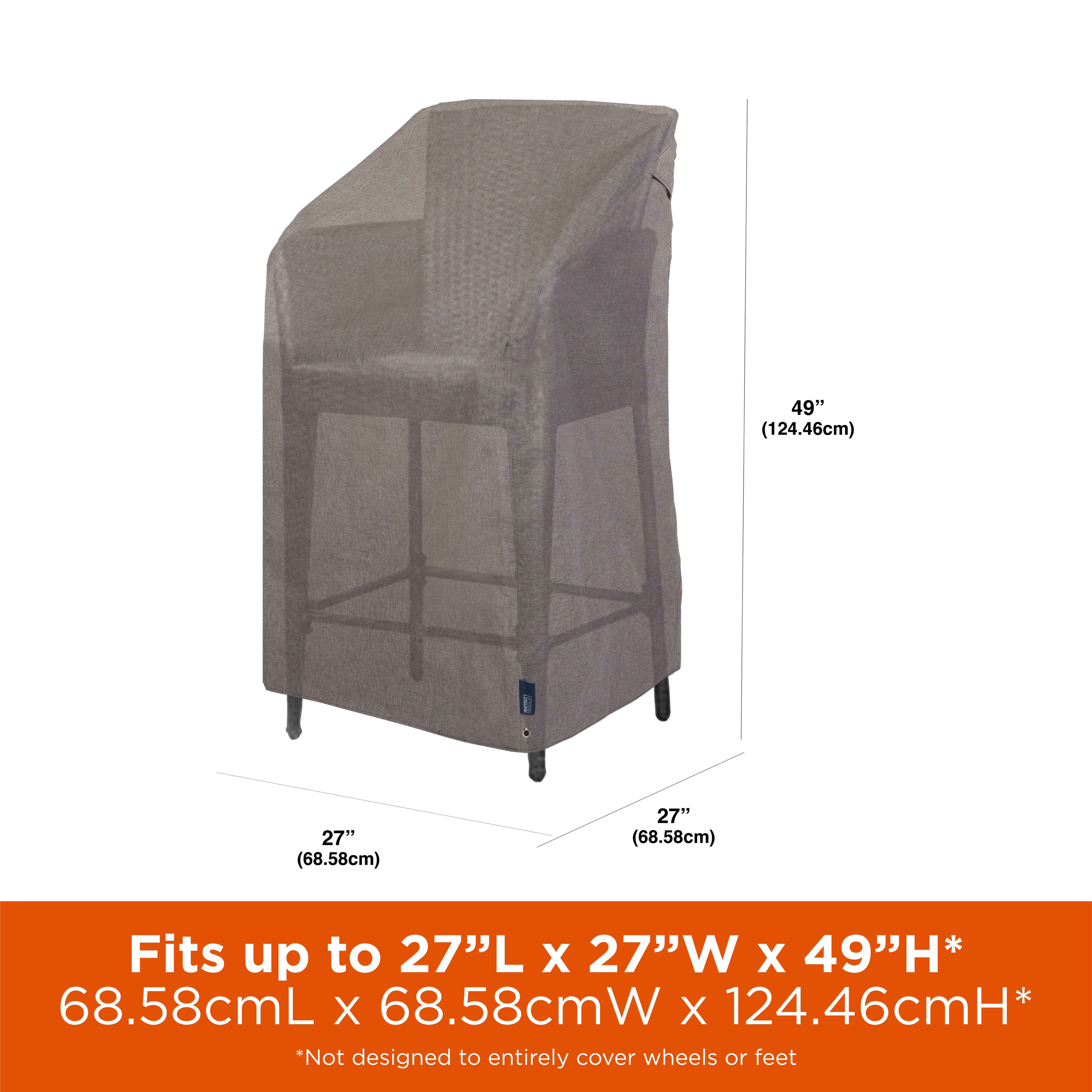 Modern Leisure Garrison Waterproof Stackable Patio Chair Cover, 27"L x 27"W x 49"H, Gray