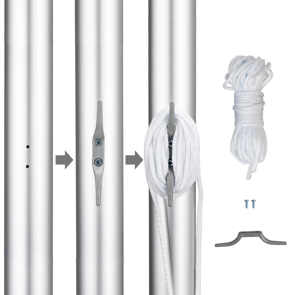 Outdoor Sectional American Flag Pole Kit, USA Flag with 25ft Aluminum Pole, 3x5 American Flags, No Tangle and Free Spinning, Residential Yard Commercial Telescoping Flagpole Kit, JA2815