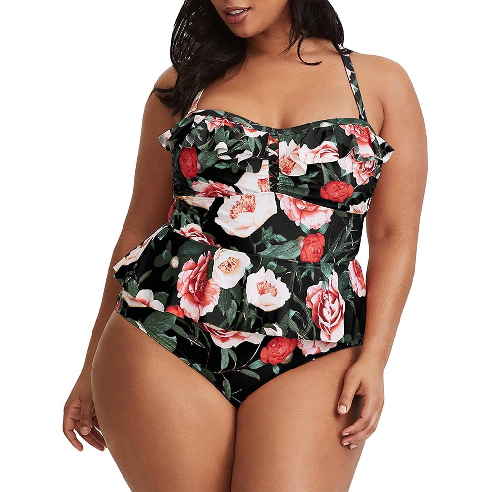 plus size peplum tankini top