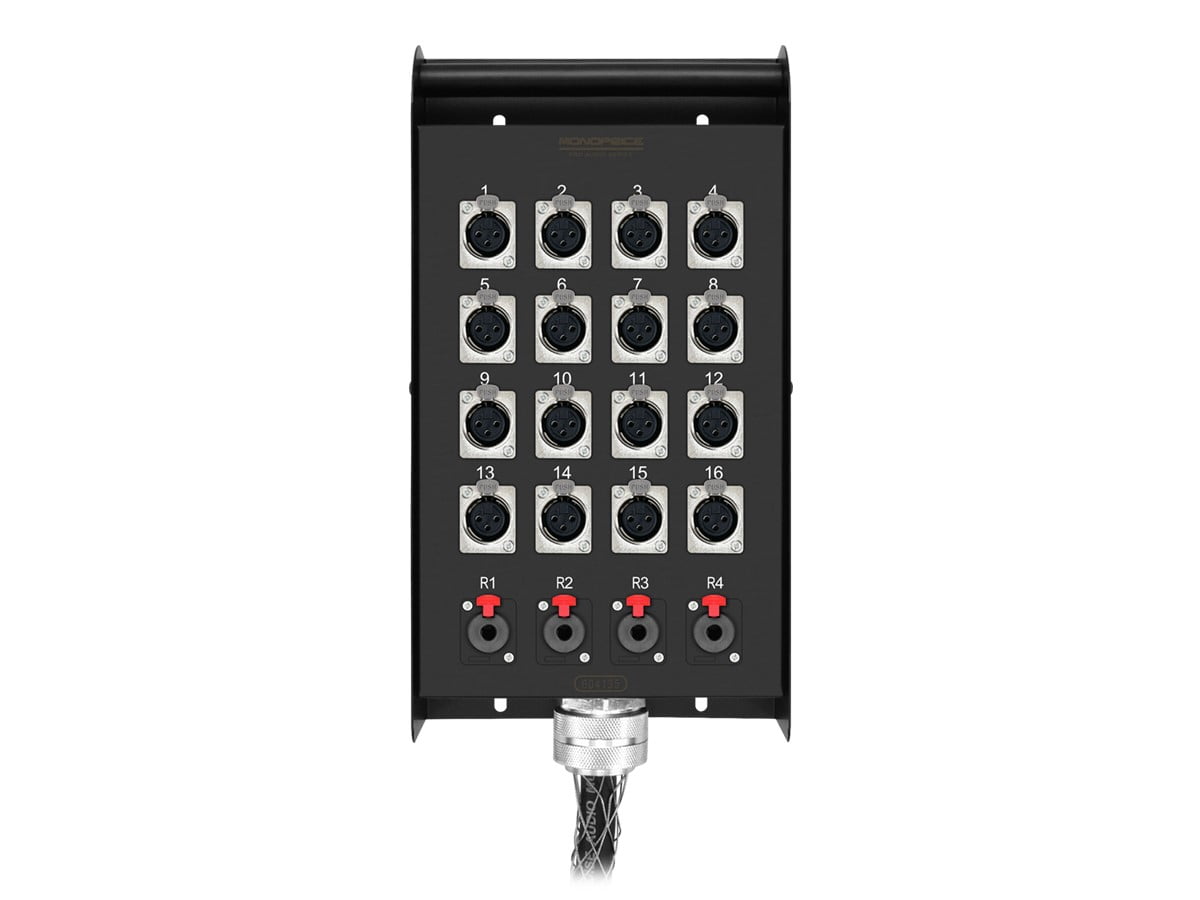 Monoprice 20-Channel Snake & 16 XLR x 4 TRS Stage Box - 100 feet With 16 Downstream And 4 Upstream Connections