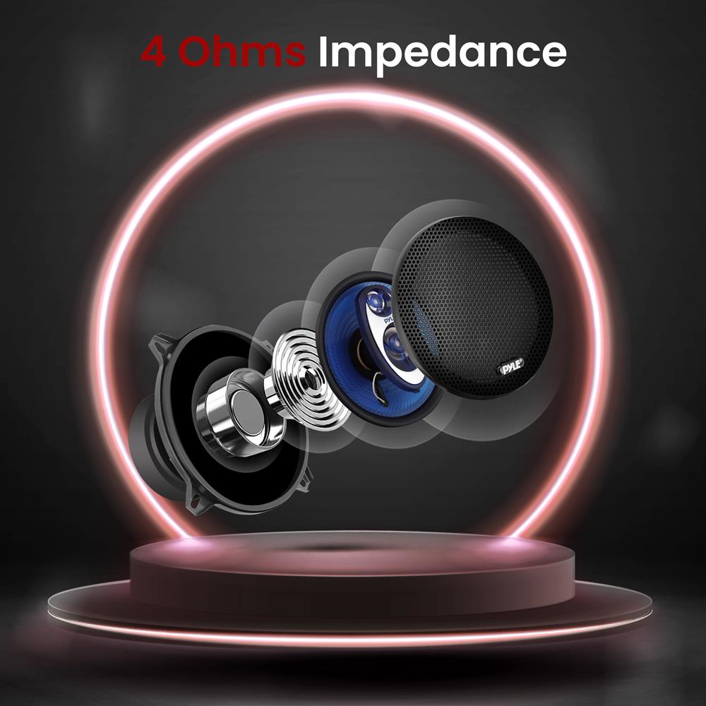 Pyle Car Sound Speaker 5.25 Inch 3-Way 200 Watt Blue Poly Cone Car Audio Speakers, Pair
