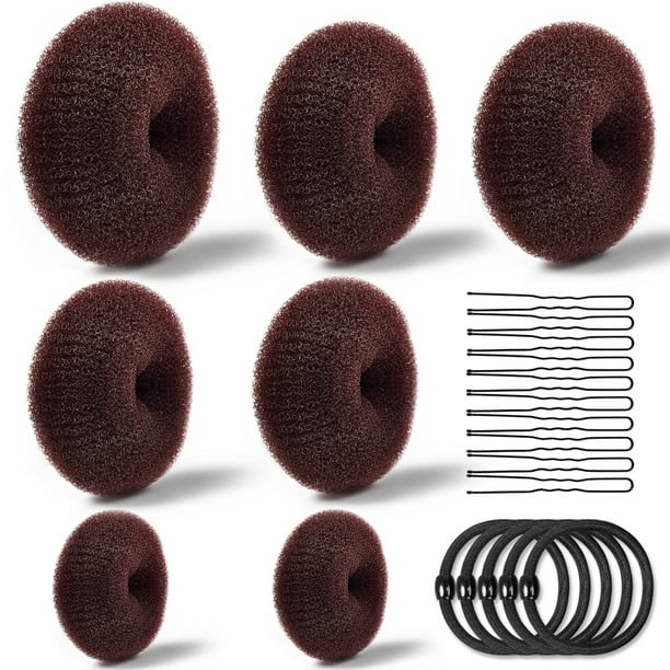 Donut Bun Maker, TsMADDTs Hair Ring Style Bun Maker Set with 7pcs Hair Bun  Makers 5pcs Hair Elastic Bands 20pcs Hair Pins Dark Brown A-Brown -  