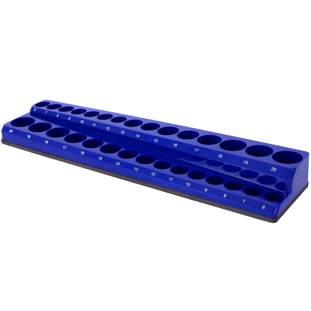 3 Piece Magnetic Socket Organizer Set, 1/2", 1/4" and 3/8" Socket Holder Kit, Attaches to Steel Box / Tool