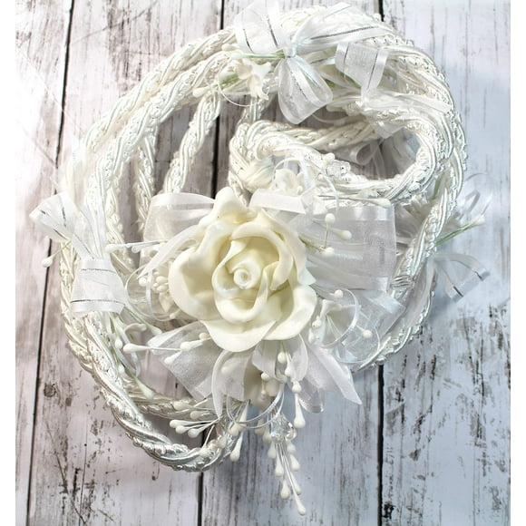 Belle Corde d'Accent Blanche Intertwine Argentée Migajon Lazo Mariage Lasso Traditionnel Lazos de Boda Traditionnel Boîte Cadeau de Mariage