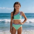 thumbnail image 2 of YEPGAR Girls Bikini Set 2 Piece Swimming Dress High Waisted Padded Bathing Suit Comfortable Girls' Swimwear for 7-16 Years (Mint Green, 9-10 Years), 2 of 4