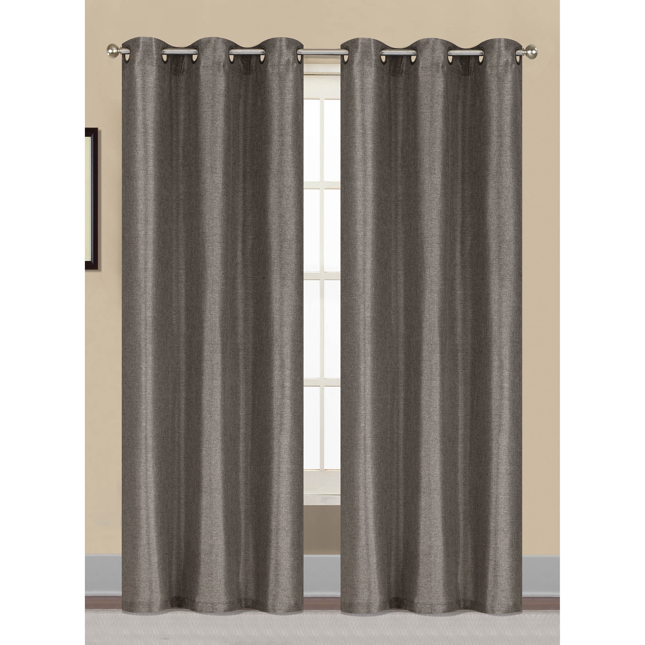 View of Willow Textured Woven Grommet Curtain Panel Pairs - Walmart.com