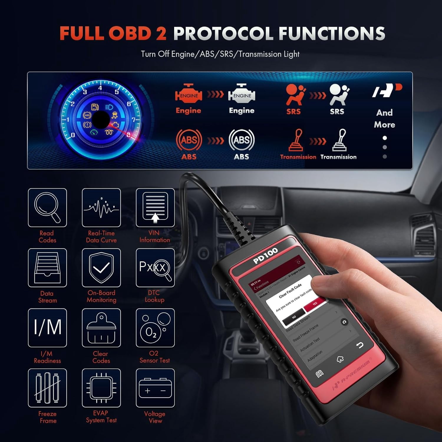 A-Premium 2024 PD100B for BMW/Mini Full System OBD2 Scanner Diagnostic Tool, Bi-Directional Code Read Scan Tool, Full Reset (BMS/ABS/Oil/SAS/EPB), Battery Registration Tool, Live Data, Android 6.0