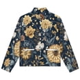thumbnail image 4 of Jackets for Women Winter Coat Jackets Flannel Stand Collar Jacket(Dark Floral Autumnal Pattern Design,Size:S-4XL), 4 of 7