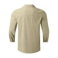 thumbnail image 4 of LODIENY Button Down Linen Shirts for Men Lightweight Casual Long Sleeve Regular Fit Cotton Beach Vacation Tees Shirt Tops Khaki M, 4 of 5