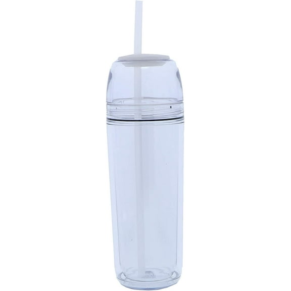 Clear 20 oz Capsule Tumbler BPA Free Shaker Cup with Straw 1.3 lb Capacity