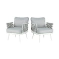 thumbnail image 2 of Christopher Knight Home Outdoor Rope Woven Lounge Chairs with Cushions, Steel Frame, Off White+Grey, Set of 2, 2 of 7