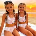 thumbnail image 5 of CCRFTGI Swimsuits for Child Girls Size 10-12 Two Piece Sets Swimming Girls Bathing Suit Beach Vacation Floral Print Girls Bikini Summer Cute Girls Fashion Swimsuits Swimwear Pink 3-4 Years, 5 of 9