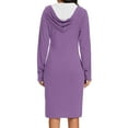 thumbnail image 4 of Kaemgyyd Sweatshirt Dress for Women Fall Winter Casual Long Sleeve V Neck Hooded Pullover Midi Dress with Pockets, 4 of 6