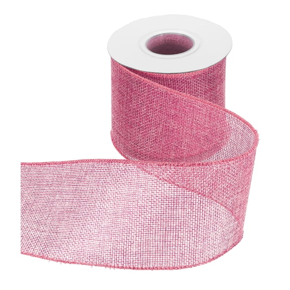 Uxcell Burlap Wired Ribbon 3" x 10 Yard Wired Edge Ribbon Woven Strap, Pale Pink