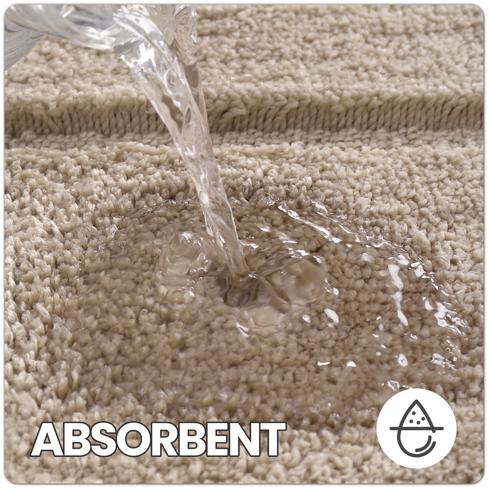 OEAKAY Bathroom Rug, Ultra Soft Absorbent Bath Rug for Bathroom, Premium Microfiber Shag Bath Mat, Non-Slip Bath Rug Machine Washable (16"x24", Beige)