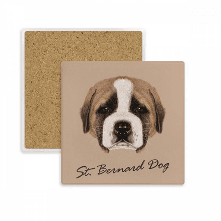 

Brown Cute St.Bernard Dog Pet Animal Square Coaster Cup Mat Mug Subplate Holder Insulation Stone