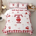 thumbnail image 2 of jejeloiu Bowknot Cherry Monogrammed T Twin Quilt Set For Girls,3D Cartoon Initial Print Twin Coverlet Set For Kids,2pcs, 2 of 7
