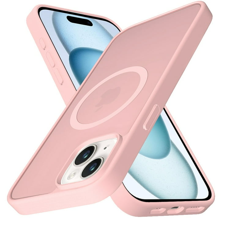 For Apple iPhone 15 Pro Max Case, MagSafe Compatible Case Hybrid Soft TPU Bumper Hard Translucent Matte Back Slim Shockproof Phone Cover (Light Pink)