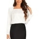 thumbnail image 1 of Blusa de satén blanca de manga larga con escote cuadrado para mujer INSPIRE CHIC, 1 of 1