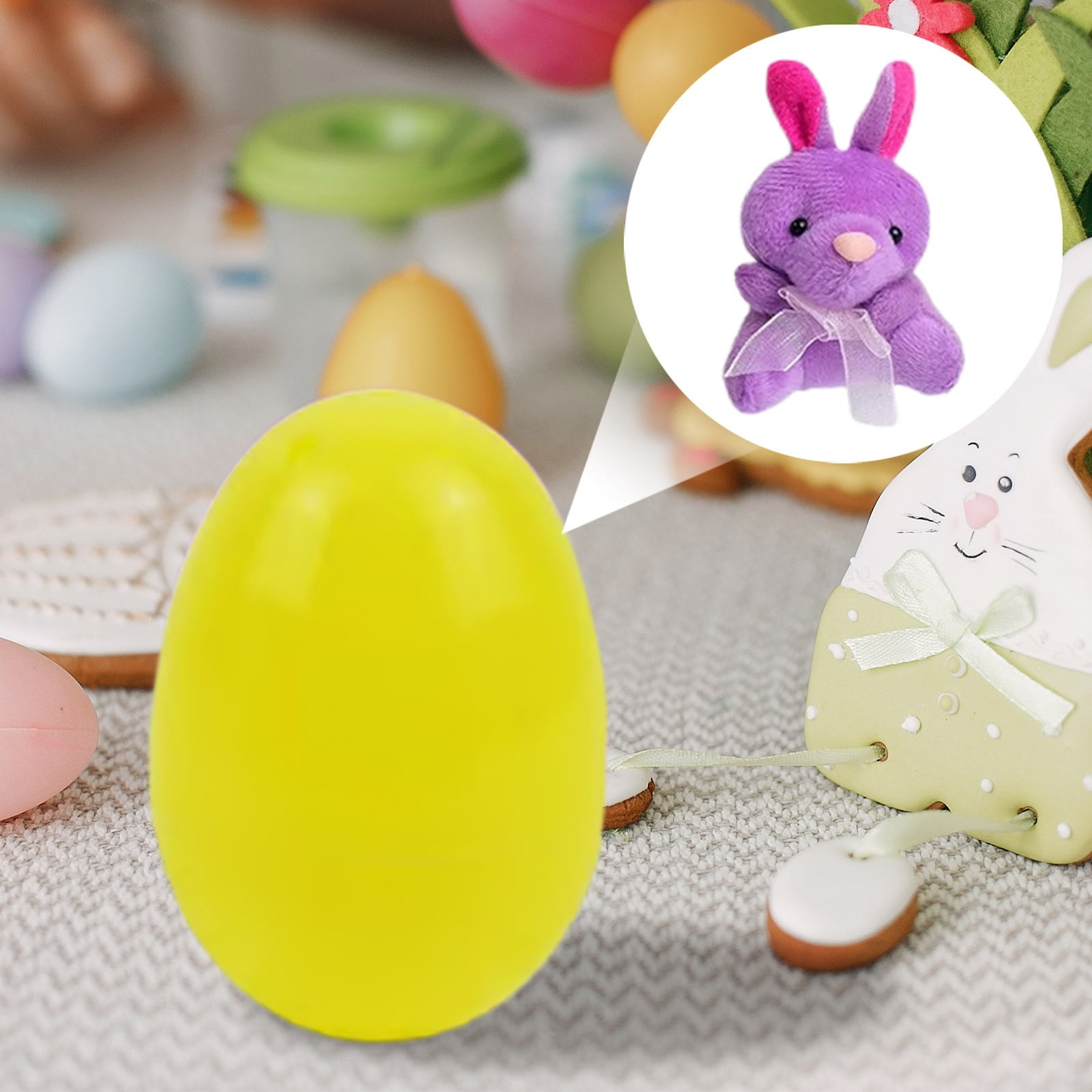 Easter Eggs with Mini Animal Plush Toys, 12/24/36 Pcs Filled Surprise Egg with Cute Keychain Set for Easter Basket Stuffers Hunt, Party Favors Supplies, 12-Pack