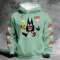thumbnail image 2 of SONXAHE Little Boys Cartoon Character Hoodie Long Sleeve Full Print Hooded Sweatshirt Casual Pullover Tops,Light Green, 2 of 4