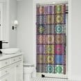 thumbnail image 2 of Small Stall Narrow Shower Curtain 36"W x 72"L – Tropical Bohemian Leaves, Mid-Century Abstract Boho Botanical Bathroom Decor, Vintage Floral Palm Leaf Pattern, Rustic Tribal Folk Style, 2 of 5