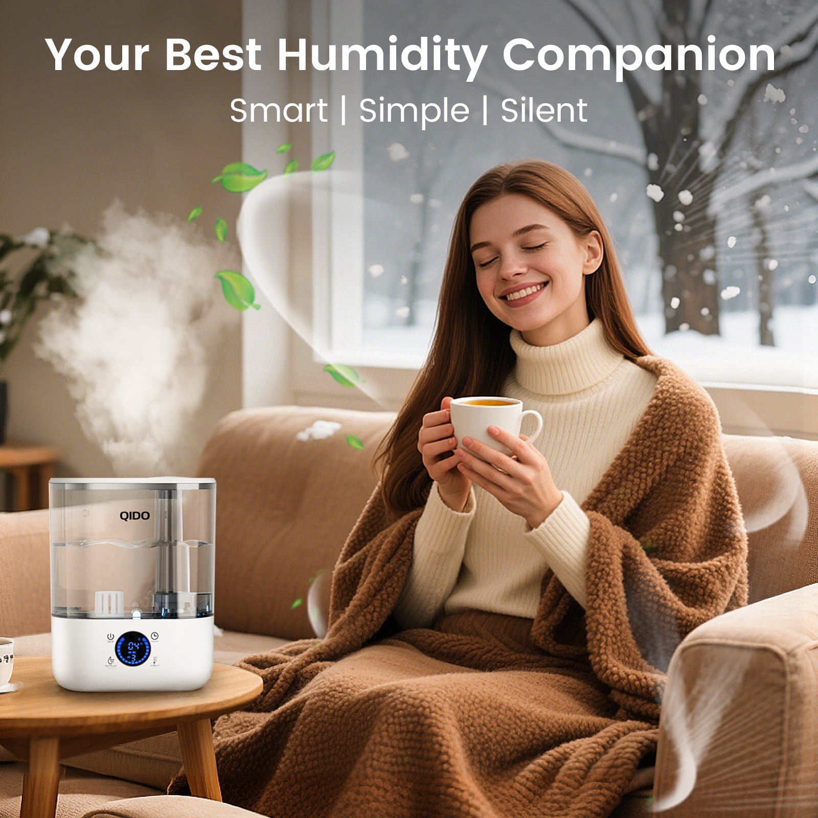 LUCKLIFE Smart Humidifiers for Bedroom,5L Top Fill Cool Mist & 36H Runtime Ultrasonic Humidifier,Quiet 28dB Essential Oil Diffuser for Baby & Plants, White