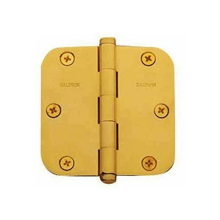 Lifetime Polished Brass Hinge Baldwin 1135.030 Full Mortise 5/8-Inch Radius Corner 3-1/2-Inch x 3-1/2-Inch Hinge, Lifetime Polished Brass ()
