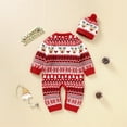 thumbnail image 6 of XDZJLR Baby Boy Christmas Outfit Xmas Deer Knitted Sweater Jumpsuit 1 Piece Xmas Hat Caps Clothes Set Onesie Red 3-6 Months, 6 of 9
