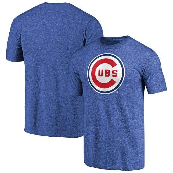 Men's Heathered Royal Chicago Cubs Cooperstown Collection Forbes Tri-Blend T-Shirt