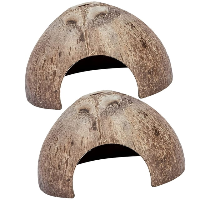 HLONK Hermit Crab Shell Terrarium Decor Reptile Shelter Coconut Hide - Large