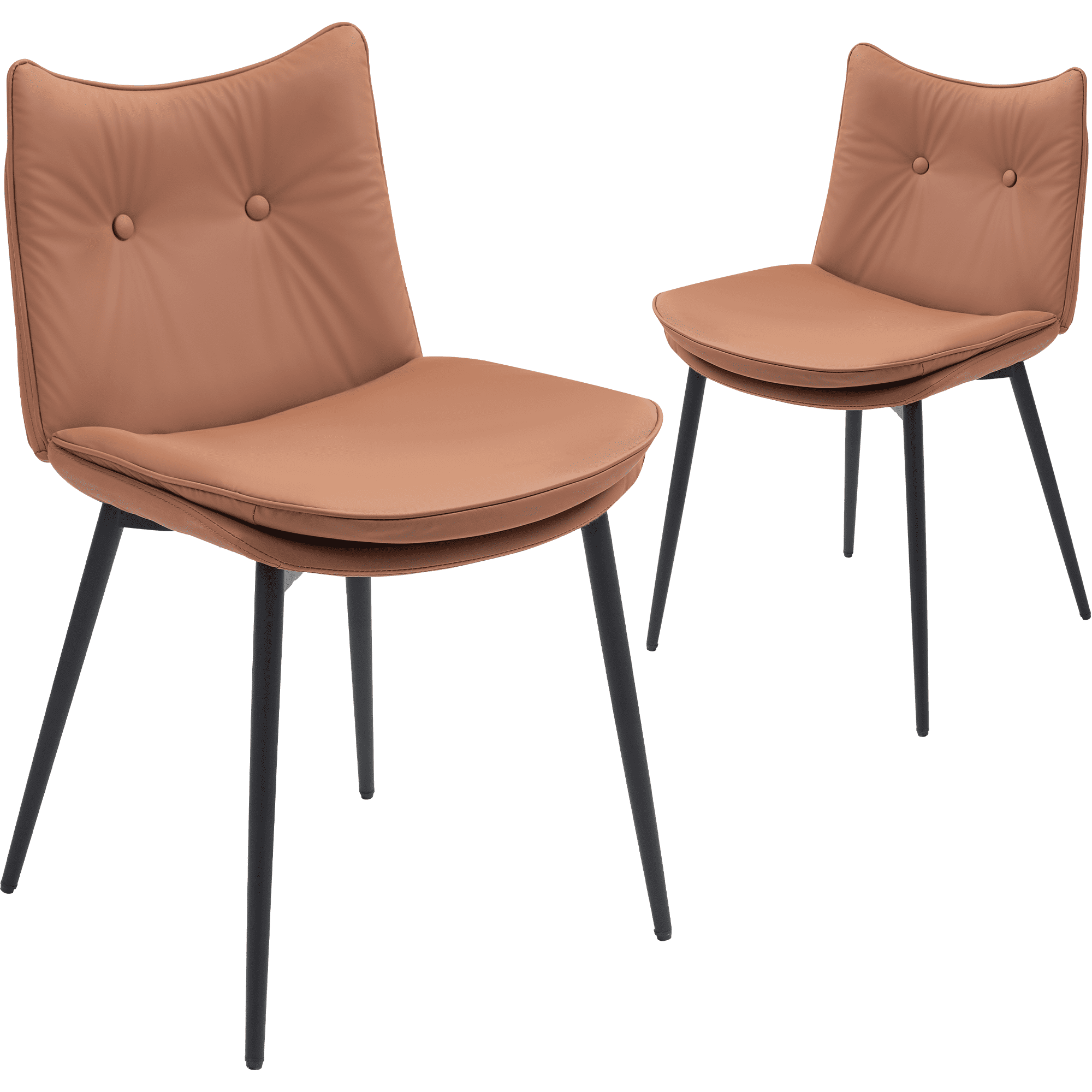 Homhum Upholstered Dining Chairs Set of 2, Faux Leather Kitchen Chairs w/ Button Tufted Back, Brown