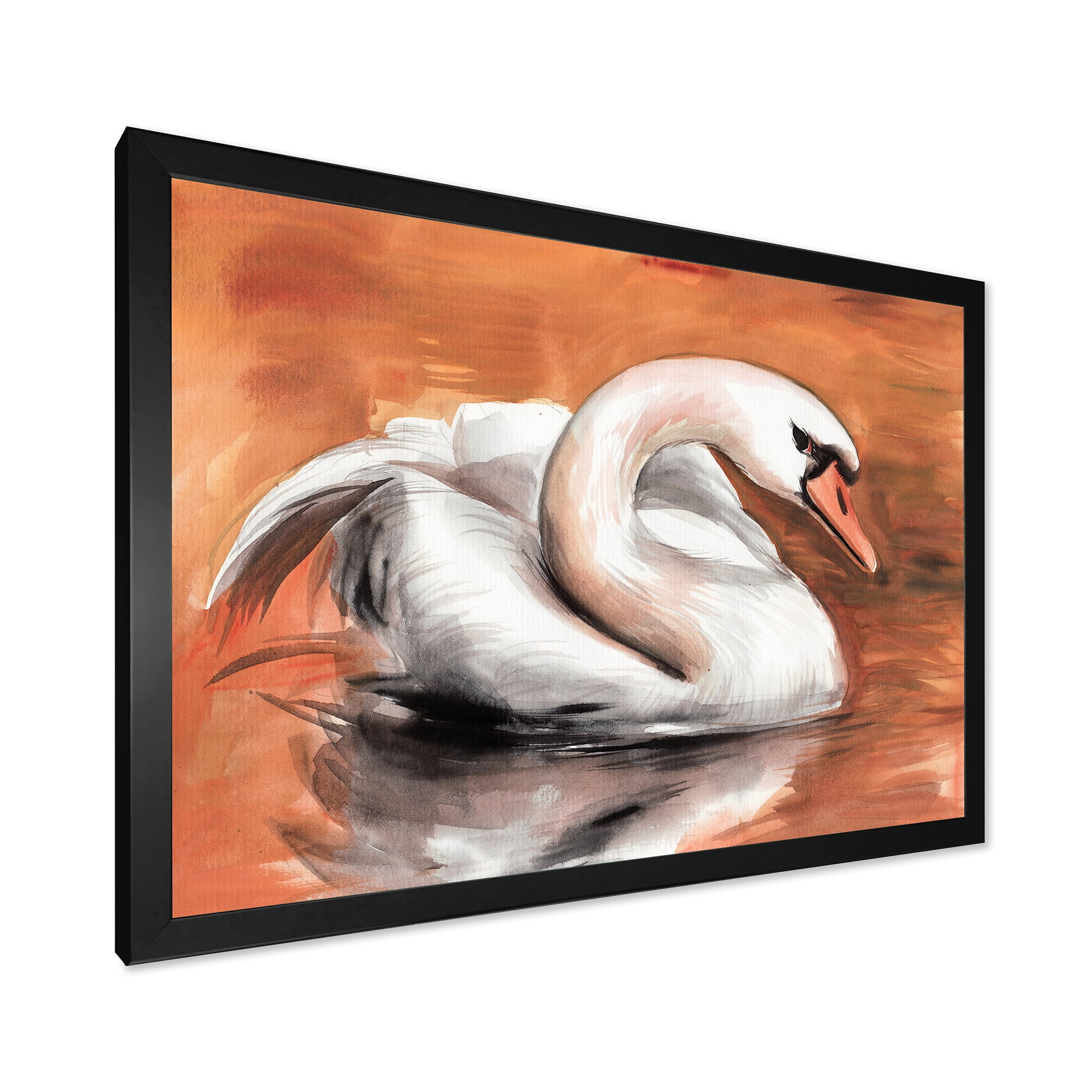 Designart 'Close Up Swan On The Water' Traditional Framed Art Print