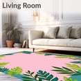 thumbnail image 2 of ODIKA 3'x5' Machine Washable Non-Slip Area Rug, Jungle Safari Alphabet Knowledge Early Development Circular High Traffic Rug with Pad, Pink, 690764, 2 of 8
