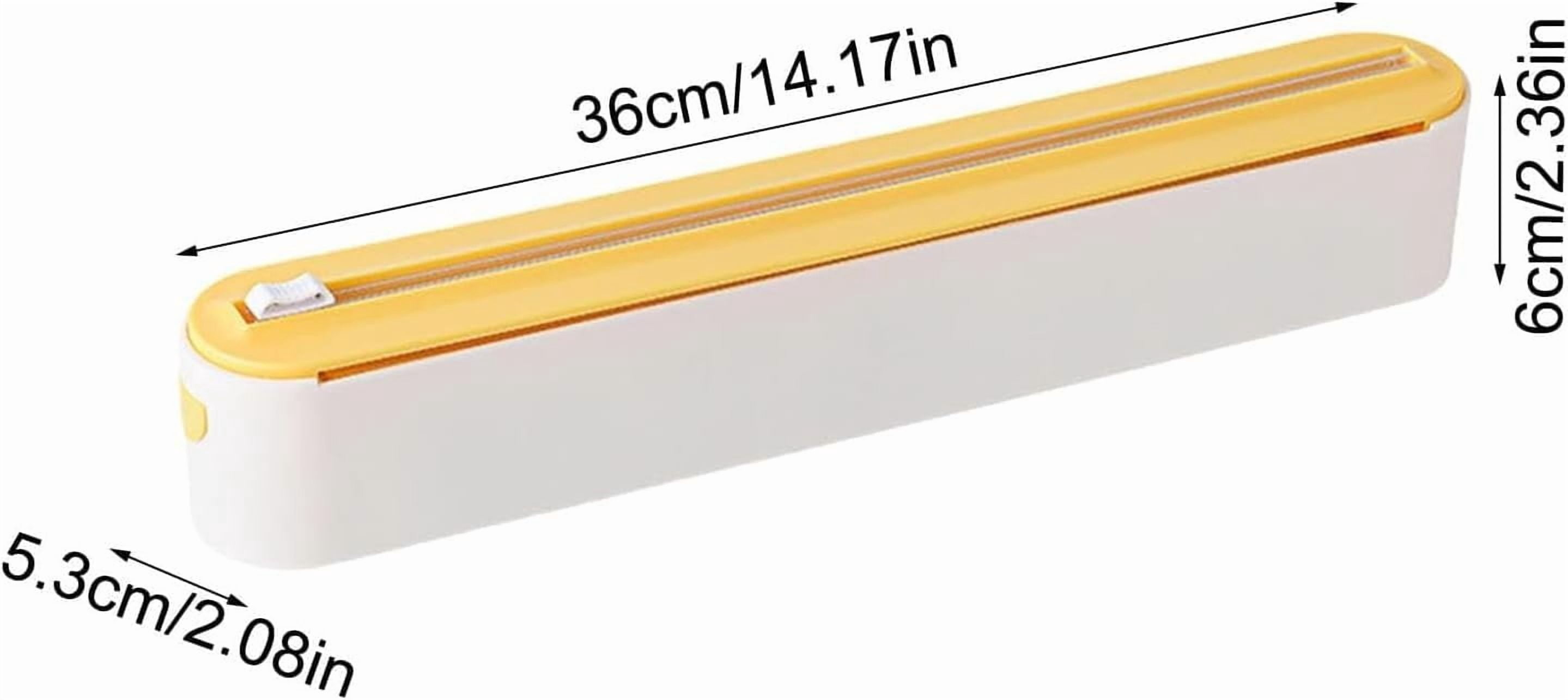 Refillable Magnetic Plastic Wrap Dispenser with Cutter – Sturdy Tin Aluminum Foil & Cling Film Dispenser, Includes 4m Plastic wrap(Gray‑White)-dh