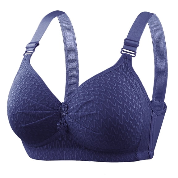 ATOYSOY Bras for Older Women Soft Breathable Adjustable Strap Full Coverage Gathering Bra Comfortable No Underwire Wireless Bralettes Ladies Everyday (Blue,L)