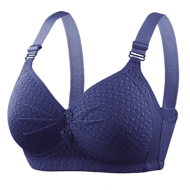 Women's Medium Impact Reflex Sports Bra - Middle Aged and Elderly Bras without Steel Rings Large Size Underwear Front Button Style Bra Comfortable Bra - Blue