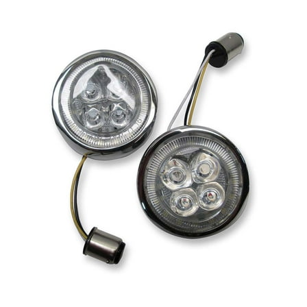 Ciro Fang Chrome Turn Signal Light Inserts w/Amber LED (45500)