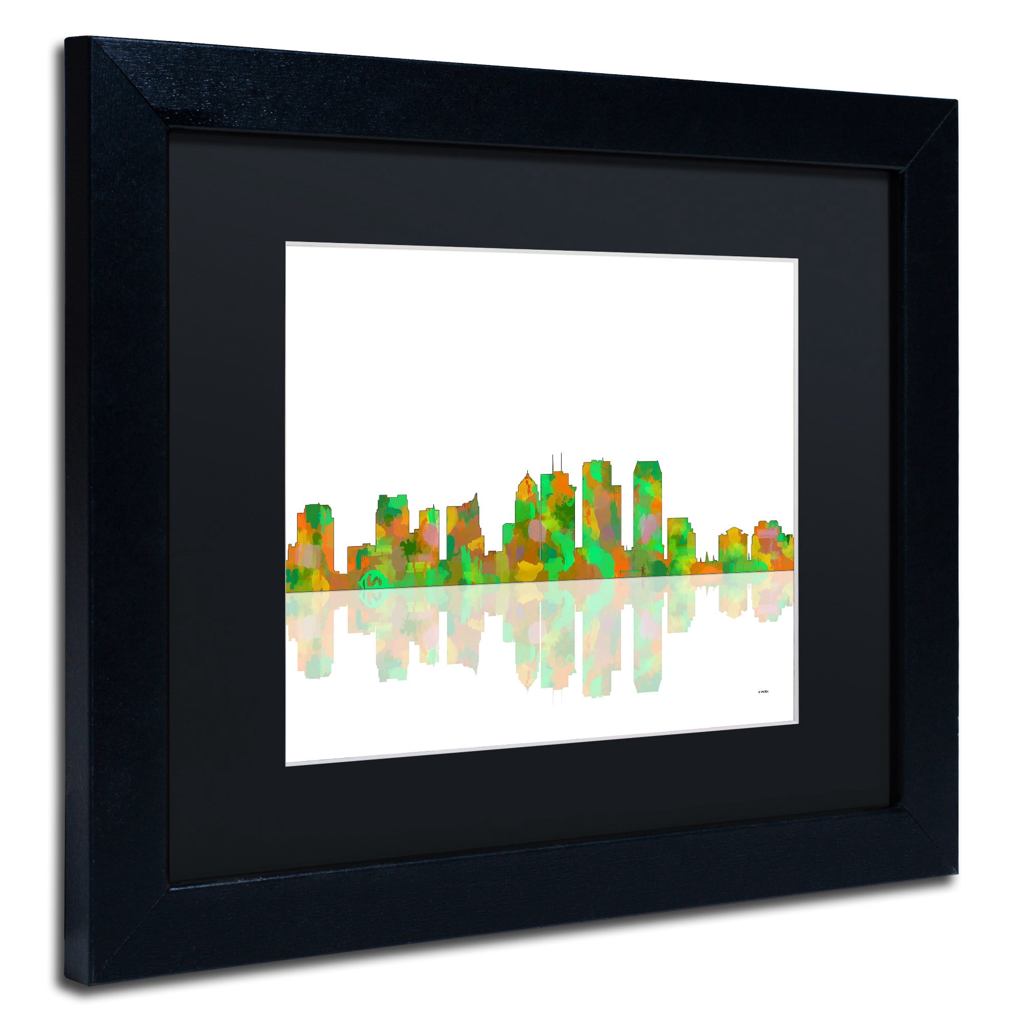 Trademark Fine Art "Tampa Florida Skyline" Canvas Art by Marlene Watson Black Matte, Black Frame