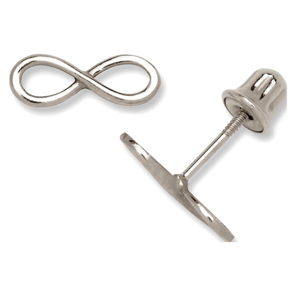 Solid 14k Gold Small Infinity Ribbon Stud Post Screw Back Earrings (yellow Or White) (3mm X 8mm) Stud Earring for Women