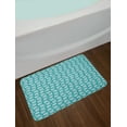 thumbnail image 2 of Abstract Bath Mat, Spiral Shapes Circular Little Dots and Spots Forming Oval Round Discs Mosaic Retro, Plush Bathroom Decor Mat with Non Slip Backing, 29.5" X 17.5", Teal White, by Ambesonne, 2 of 2