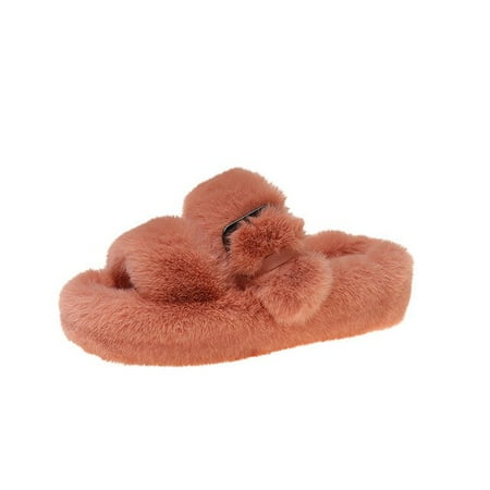 

CoCopeanut Plush Family Slippers for Women Winter Faux Fur Fluffy Indoor Carpet Female Slipper Platform Flat Home Ladies Fuzzy Warm ShoesS