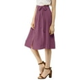 thumbnail image 4 of Allegra K Women's Button Front Elastic High Waist Belted Knee Length Skirt, 4 of 6