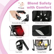 Babyjoy 2 in 1 Foldable Baby Stroller Kids Travel Newborn Infant Buggy Pushchair 22 lbs Black