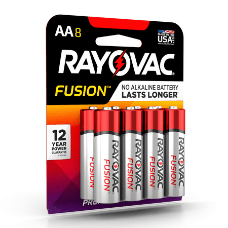 Rayovac Fusion Premium Alkaline, AA Batteries, 8 Count with SD Card