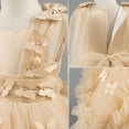 thumbnail image 3 of Girls' Princess Dresses Tulle Dresses Sequin Spring Fall Long Sleeves Rainbow Kids Dress Beige 4-5 Years, 3 of 6