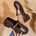 thumbnail image 2 of Mary Jane Shoes Women, Leather Loafers Wide Width, Casual Low Heel Slip-On Flats for Women, Trendy Dress Shoes for Spring Summer, Black/Brown/Burgundy, 2 of 8